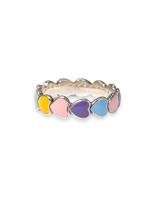 Anillo de corazones de colores