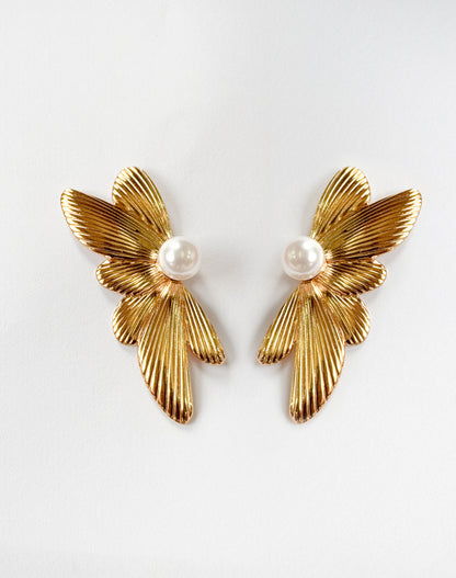 Aretes media flor en perla