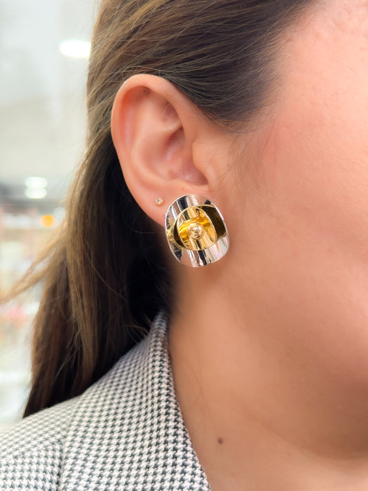 Aretes 2 en 1 dos oros