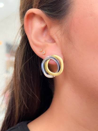 Aretes dos oros circulos entrelazados