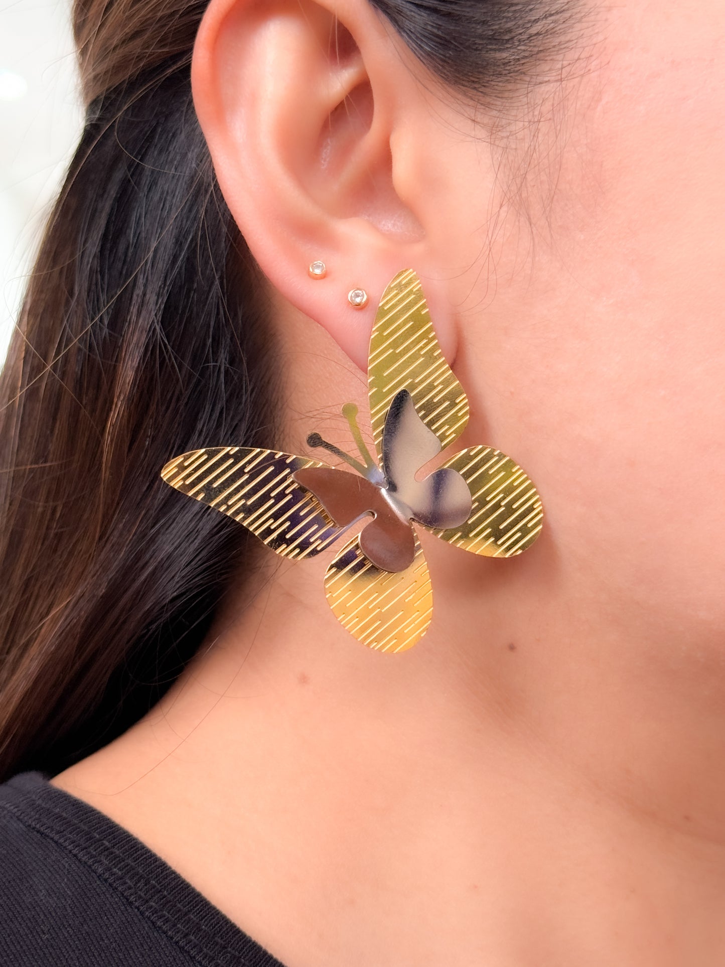 Aretes doble mariposa