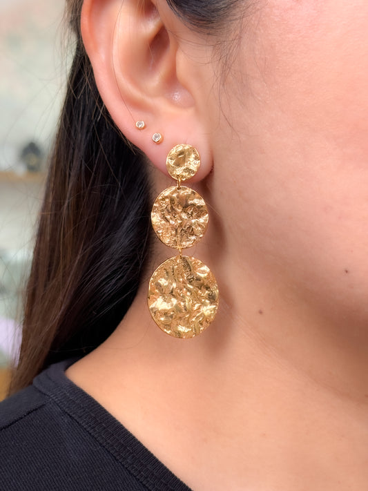 Aretes 3 circulos martillados