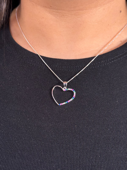 Cadena de corazón medio circones