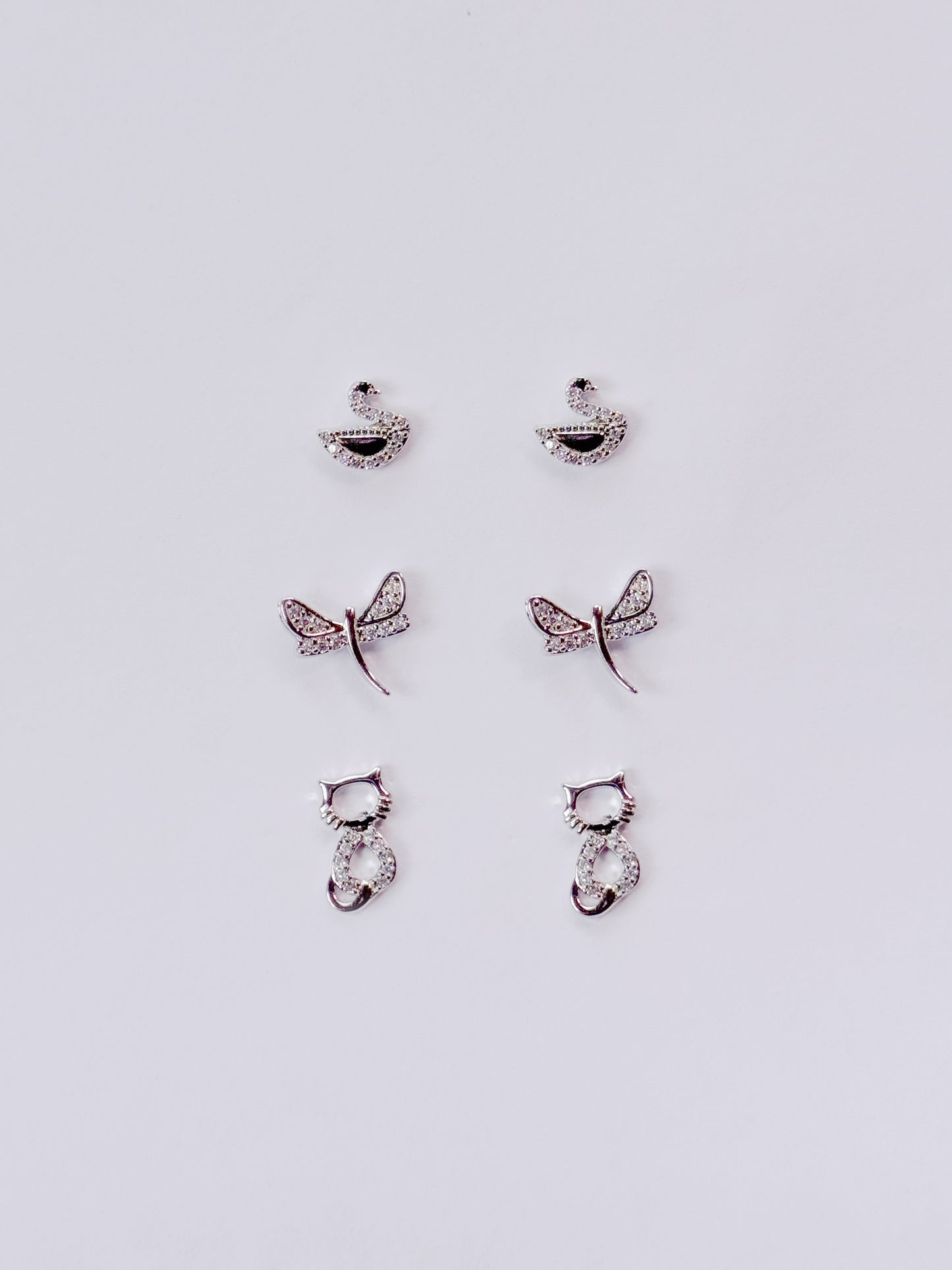 Set x3 cisne, libélula y gatos