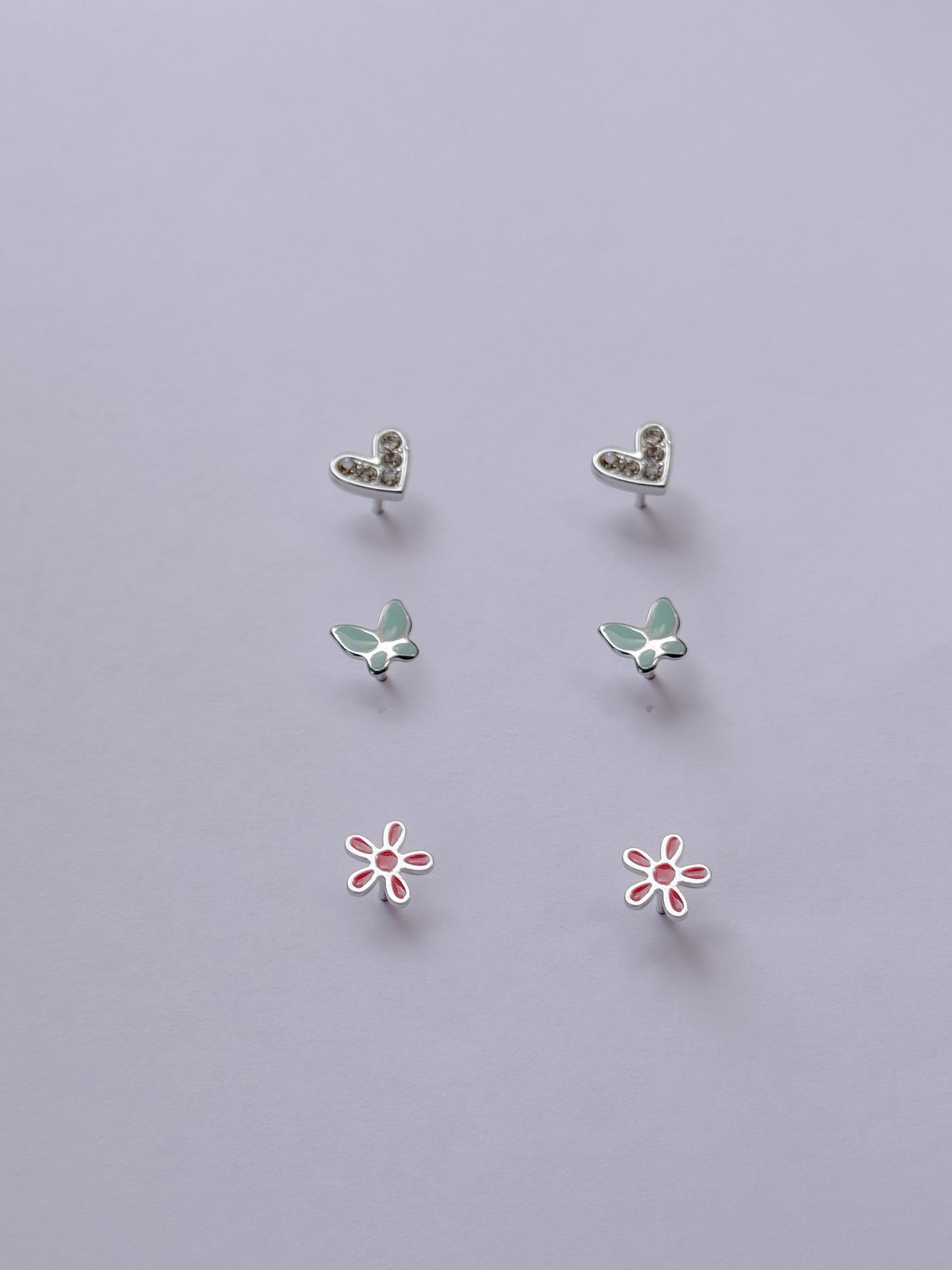 Set x3 corazón, mariposa y flor