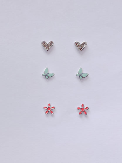 Set x3 corazón, mariposa y flor