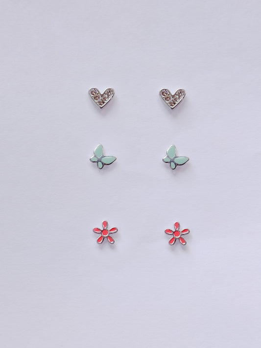 Set x3 corazón, mariposa y flor