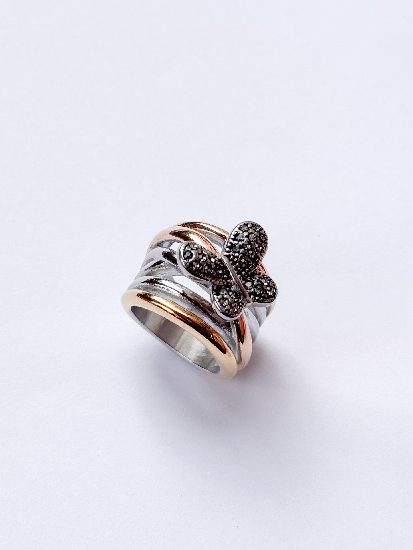 Anillo mariposa dos oros