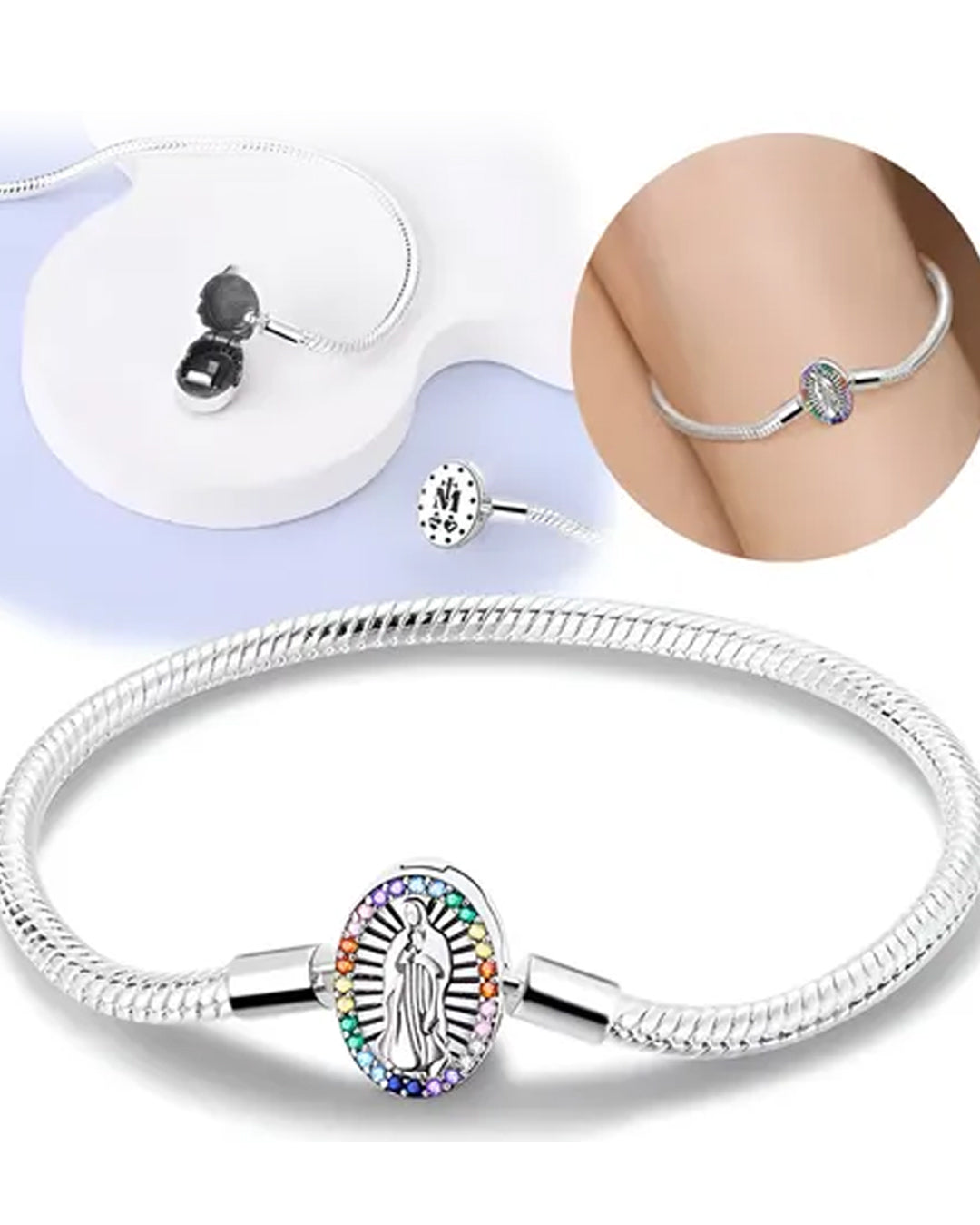 Pulsera con broche de Virgen