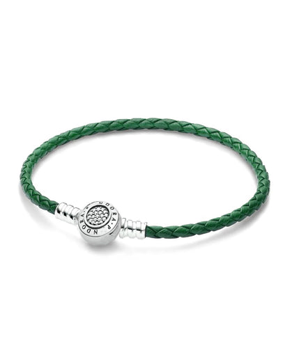 Pulsera cuero broche circular