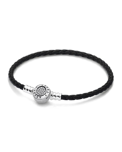 Pulsera cuero broche circular