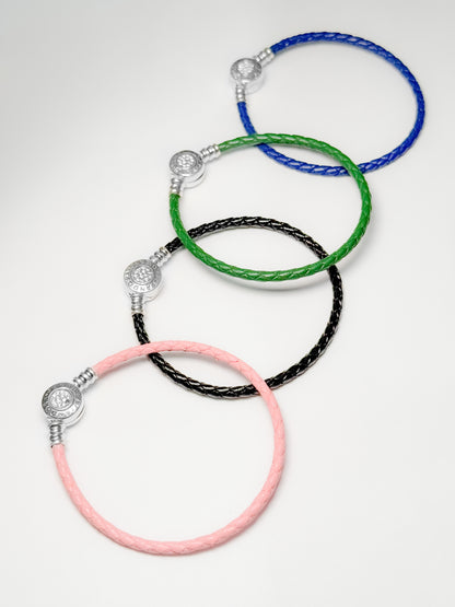 Pulsera cuero broche circular