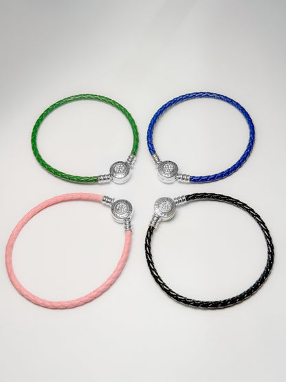 Pulsera cuero broche circular