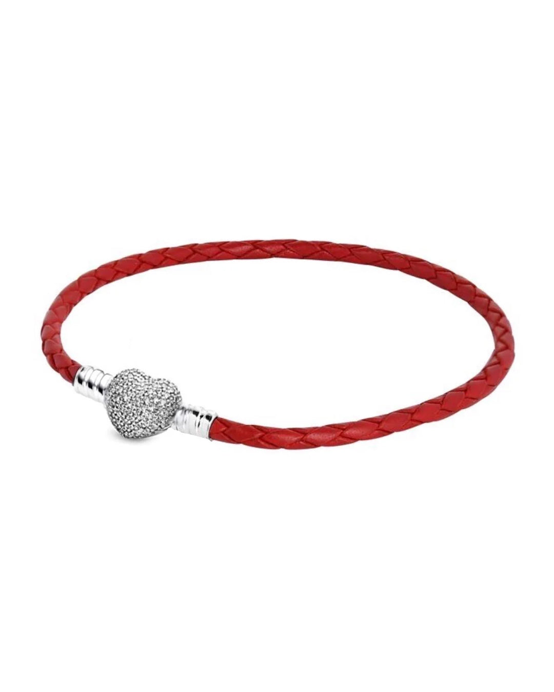 Pulsera cuero broche corazón brillante