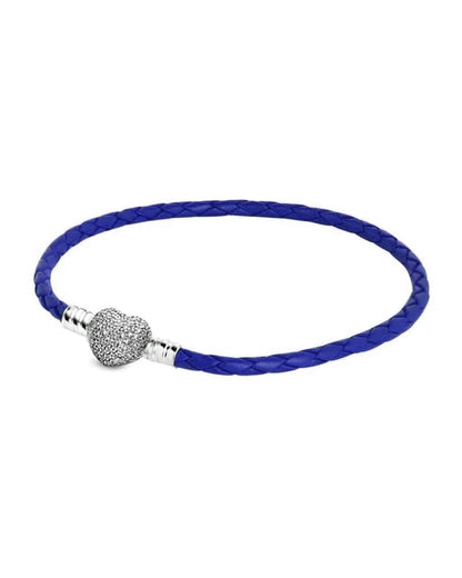 Pulsera cuero broche corazón brillante